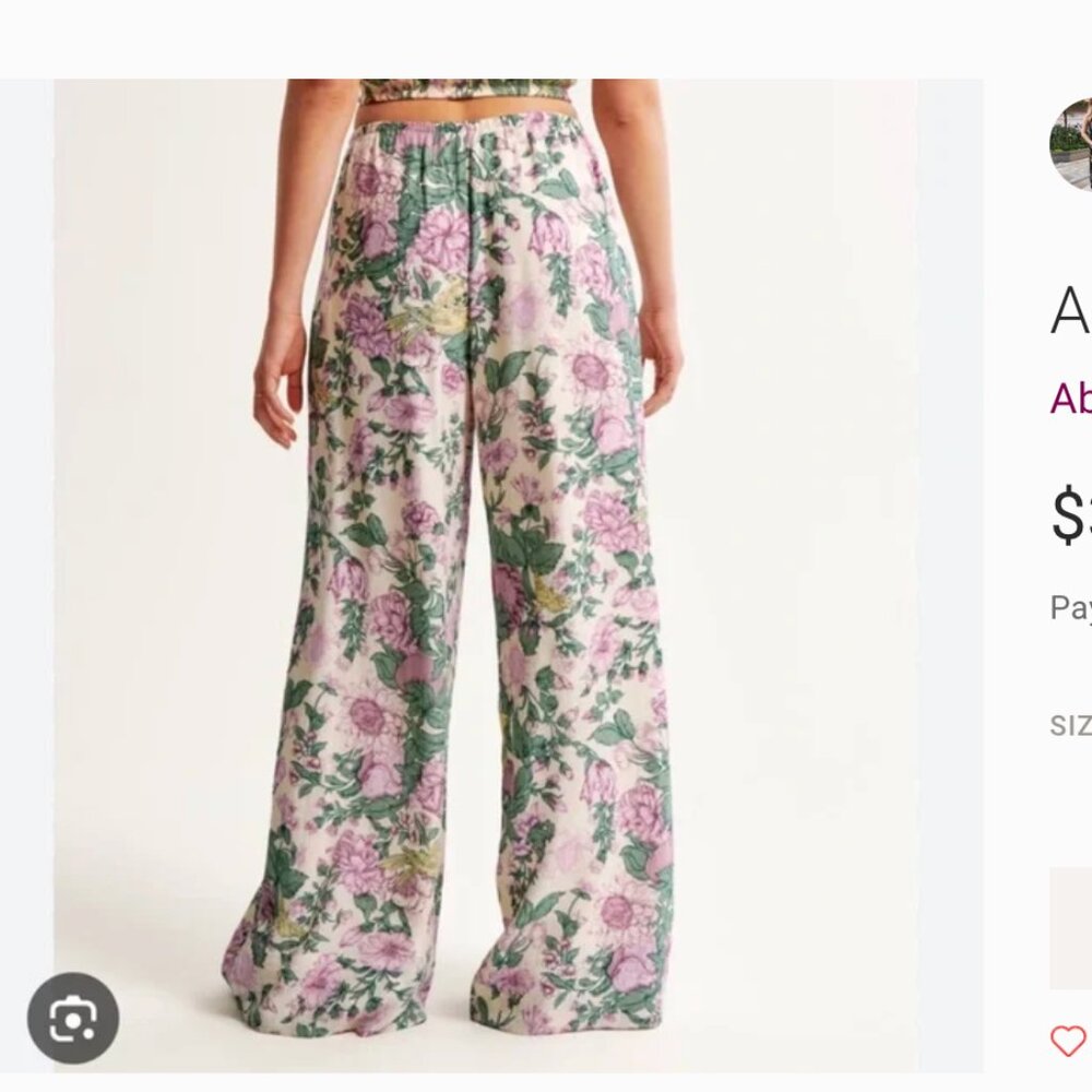 Abercrombie & Fitch New Crinkle Textured Floral Plazzo Pants sz XL